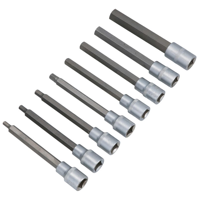 AB Tools 1/2" Drive Allen Hex Key Sockets Extra Long 140mm 5mm - 17mm 8pc Set - Image 4